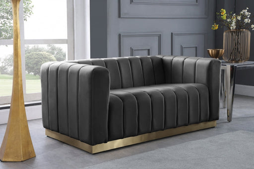 Marlon 62.5" Velvet Upholstered Loveseat in Grey - 603Grey-L