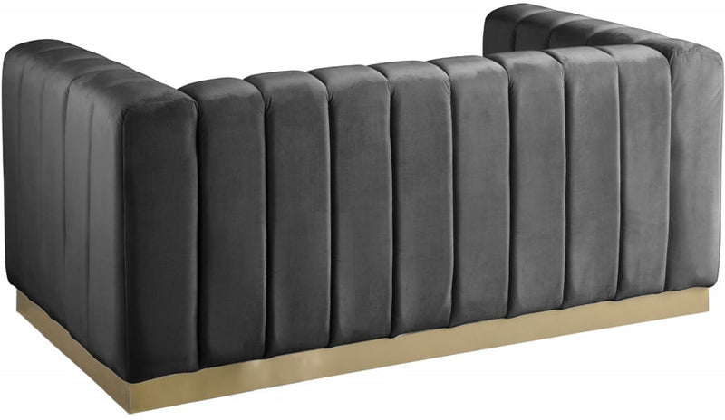 Marlon 62.5" Velvet Upholstered Loveseat in Grey - 603Grey-L
