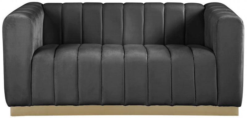 Marlon 62.5" Velvet Upholstered Loveseat in Grey - 603Grey-L