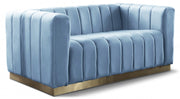 Marlon 62.5" Velvet Upholstered Loveseat in Light Blue - 603SkyBlu-L