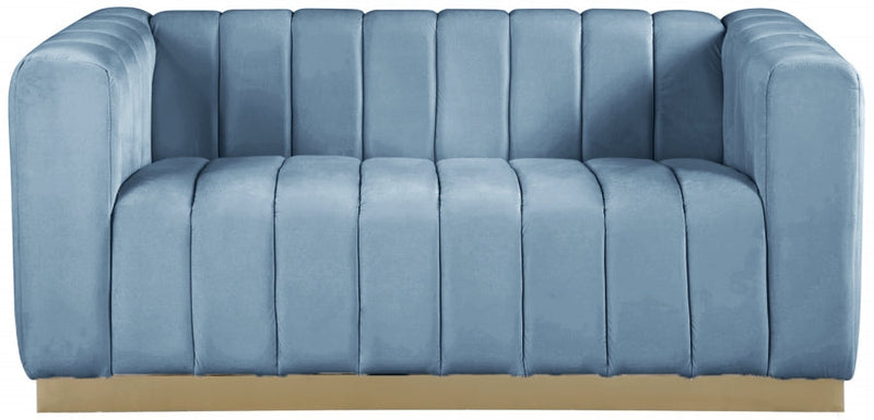 Marlon 62.5" Velvet Upholstered Loveseat in Light Blue - 603SkyBlu-L