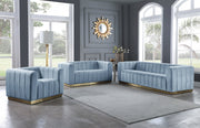 Marlon 62.5" Velvet Upholstered Loveseat in Light Blue - 603SkyBlu-L