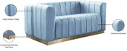 Marlon 62.5" Velvet Upholstered Loveseat in Light Blue - 603SkyBlu-L