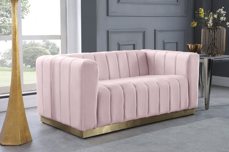 Marlon 62.5" Velvet Upholstered Loveseat in Pink - 603Pink-L