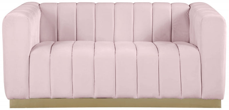 Marlon 62.5" Velvet Upholstered Loveseat in Pink - 603Pink-L