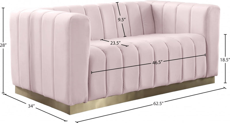 Marlon 62.5" Velvet Upholstered Loveseat in Pink - 603Pink-L