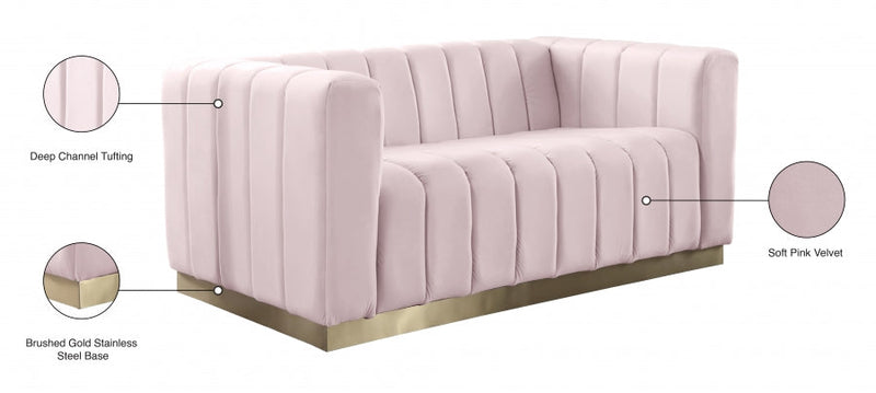 Marlon 62.5" Velvet Upholstered Loveseat in Pink - 603Pink-L