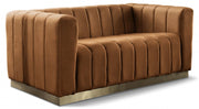 Marlon 62.5" Velvet Upholstered Loveseat in Saddle - 603Saddle-L
