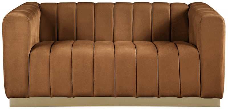 Marlon 62.5" Velvet Upholstered Loveseat in Saddle - 603Saddle-L