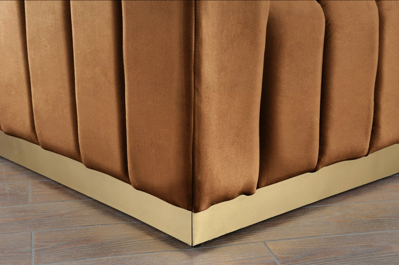 Marlon 62.5" Velvet Upholstered Loveseat in Saddle - 603Saddle-L