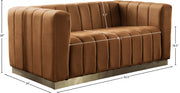 Marlon 62.5" Velvet Upholstered Loveseat in Saddle - 603Saddle-L