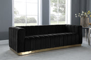 Marlon 86.5" Velvet Upholstered Sofa in Black - 603Black-S