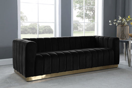 Marlon 86.5" Velvet Upholstered Sofa in Black - 603Black-S