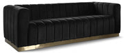 Marlon 86.5" Velvet Upholstered Sofa in Black - 603Black-S