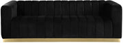 Marlon 86.5" Velvet Upholstered Sofa in Black - 603Black-S