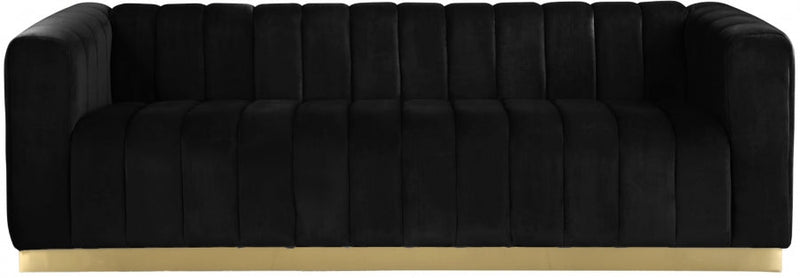 Marlon 86.5" Velvet Upholstered Sofa in Black - 603Black-S