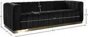 Marlon 86.5" Velvet Upholstered Sofa in Black - 603Black-S