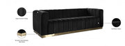 Marlon 86.5" Velvet Upholstered Sofa in Black - 603Black-S