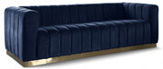 Marlon 86.5" Velvet Upholstered Sofa in Blue - 603Navy-S