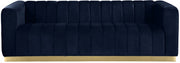 Marlon 86.5" Velvet Upholstered Sofa in Blue - 603Navy-S
