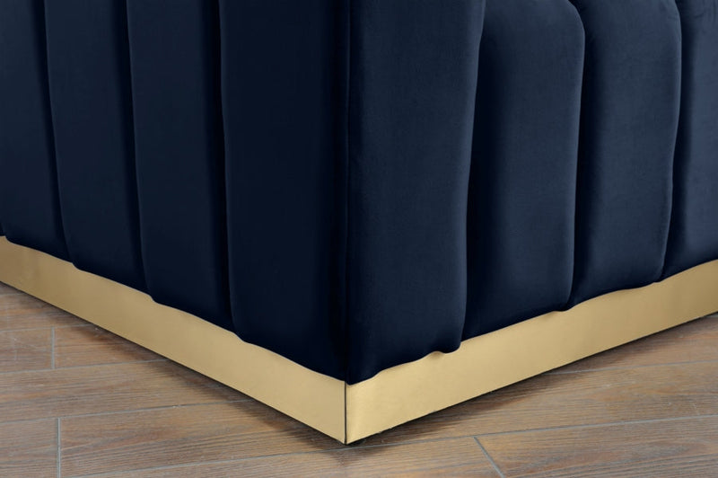 Marlon 86.5" Velvet Upholstered Sofa in Blue - 603Navy-S