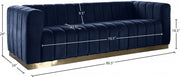 Marlon 86.5" Velvet Upholstered Sofa in Blue - 603Navy-S