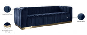 Marlon 86.5" Velvet Upholstered Sofa in Blue - 603Navy-S