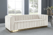 Marlon 86.5" Velvet Upholstered Sofa in Cream - 603Cream-S