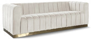 Marlon 86.5" Velvet Upholstered Sofa in Cream - 603Cream-S