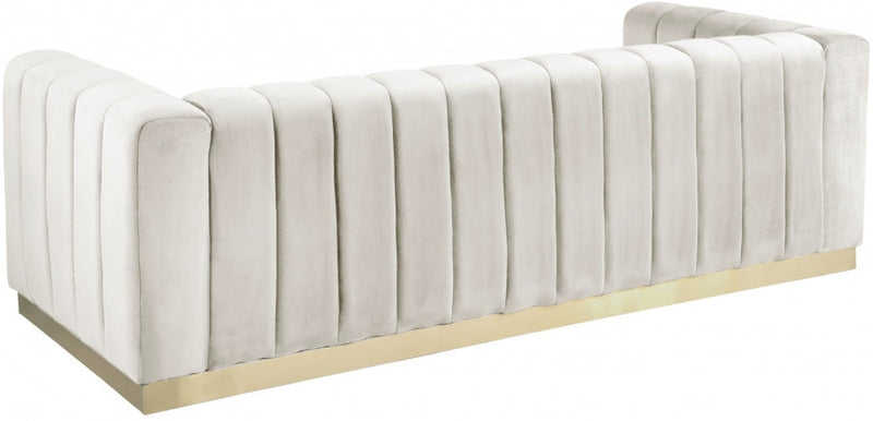 Marlon 86.5" Velvet Upholstered Sofa in Cream - 603Cream-S