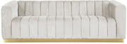 Marlon 86.5" Velvet Upholstered Sofa in Cream - 603Cream-S