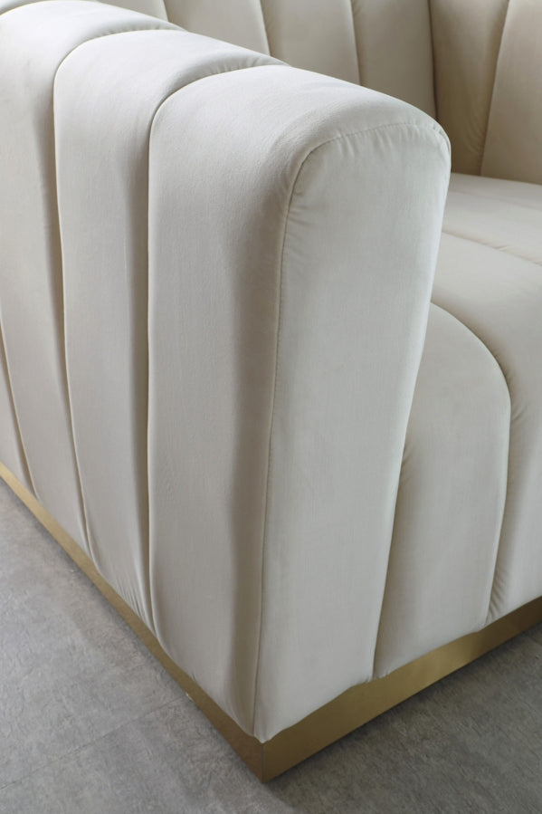 Marlon 86.5" Velvet Upholstered Sofa in Cream - 603Cream-S