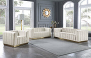 Marlon 86.5" Velvet Upholstered Sofa in Cream - 603Cream-S