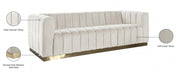 Marlon 86.5" Velvet Upholstered Sofa in Cream - 603Cream-S