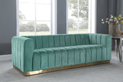 Marlon 86.5" Velvet Upholstered Sofa in Green - 603Mint-S