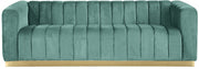 Marlon 86.5" Velvet Upholstered Sofa in Green - 603Mint-S