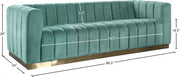 Marlon 86.5" Velvet Upholstered Sofa in Green - 603Mint-S
