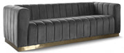 Marlon 86.5" Velvet Upholstered Sofa in Grey - 603Grey-S