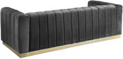 Marlon 86.5" Velvet Upholstered Sofa in Grey - 603Grey-S