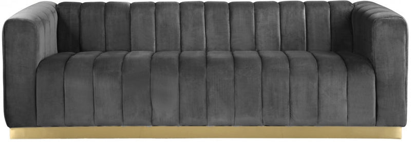 Marlon 86.5" Velvet Upholstered Sofa in Grey - 603Grey-S
