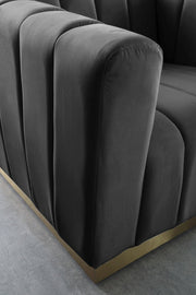 Marlon 86.5" Velvet Upholstered Sofa in Grey - 603Grey-S