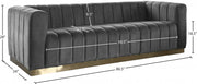 Marlon 86.5" Velvet Upholstered Sofa in Grey - 603Grey-S