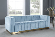 Marlon 86.5" Velvet Upholstered Sofa in Light Blue - 603SkyBlu-S