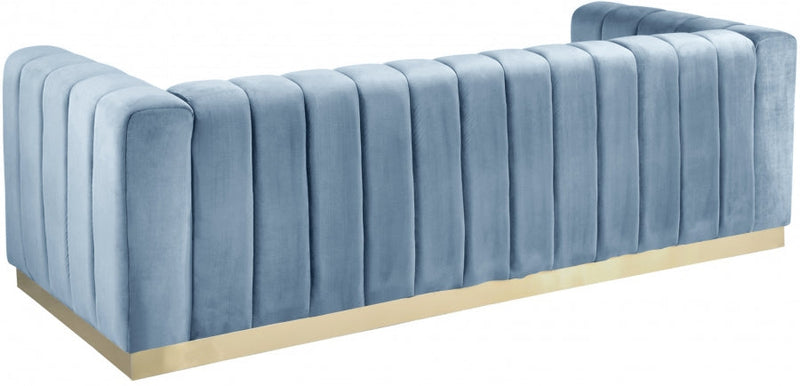 Marlon 86.5" Velvet Upholstered Sofa in Light Blue - 603SkyBlu-S