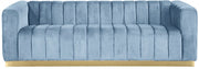 Marlon 86.5" Velvet Upholstered Sofa in Light Blue - 603SkyBlu-S