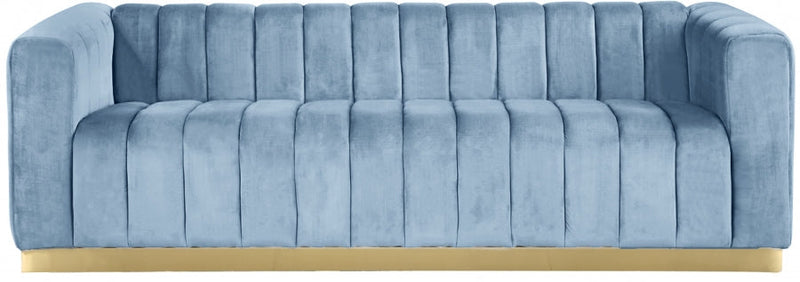 Marlon 86.5" Velvet Upholstered Sofa in Light Blue - 603SkyBlu-S