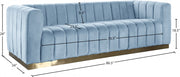 Marlon 86.5" Velvet Upholstered Sofa in Light Blue - 603SkyBlu-S