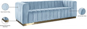 Marlon 86.5" Velvet Upholstered Sofa in Light Blue - 603SkyBlu-S