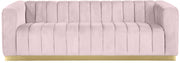 Marlon 86.5" Velvet Upholstered Sofa in Pink - 603Pink-S