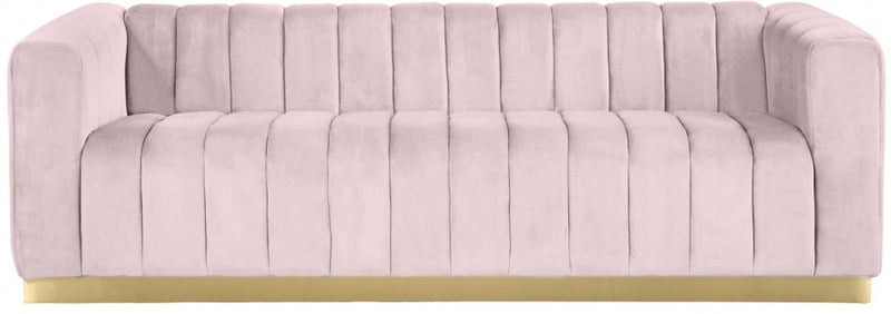 Marlon 86.5" Velvet Upholstered Sofa in Pink - 603Pink-S